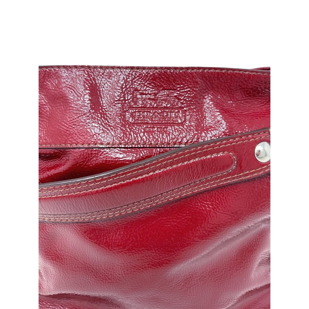 Coach Zoe Red Patent Leather Hobo Shoulder Bag F12735 Y2K Silver Hardware - Picture 4 of 12